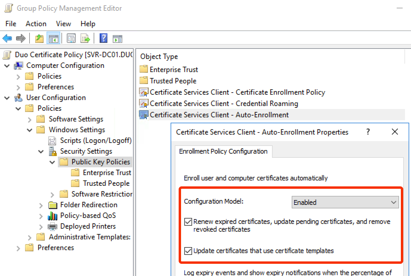 Auto-Enrollment Group Policy