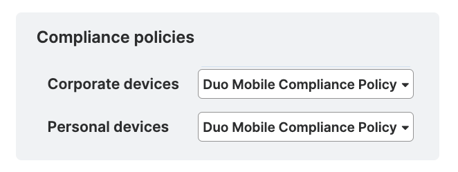 Seledct Duo Mobile Compliance Policies in Sophos Mobile